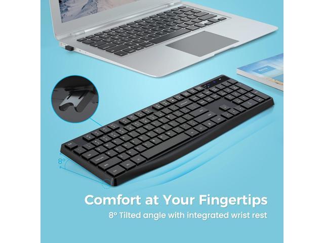 Lovaky MK98 Wireless Keyboard, 2.4G Ergonomic, Computer Keyboard, Enlarged Indicator Light, Full Size PC Keyboard with Numeric Keypad for Laptop,...