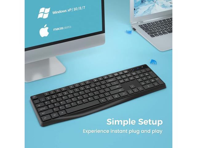 Lovaky MK98 Wireless Keyboard, 2.4G Ergonomic, Computer Keyboard, Enlarged Indicator Light, Full Size PC Keyboard with Numeric Keypad for Laptop,...