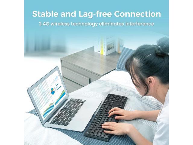 Lovaky MK98 Wireless Keyboard, 2.4G Ergonomic, Computer Keyboard, Enlarged Indicator Light, Full Size PC Keyboard with Numeric Keypad for Laptop,...