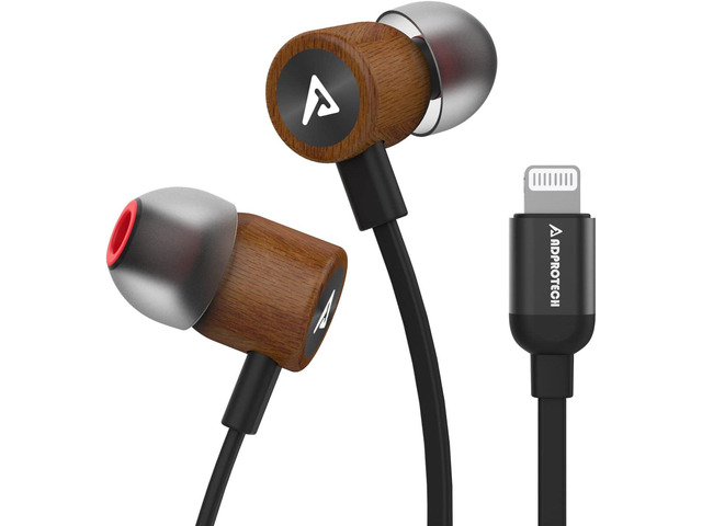 Lightning Headphones ADPROTECH Wired Earbuds Wood MFi Certified Earphones in-Ear Magnetic Headset with Microphone and Volume Controller Compatible...