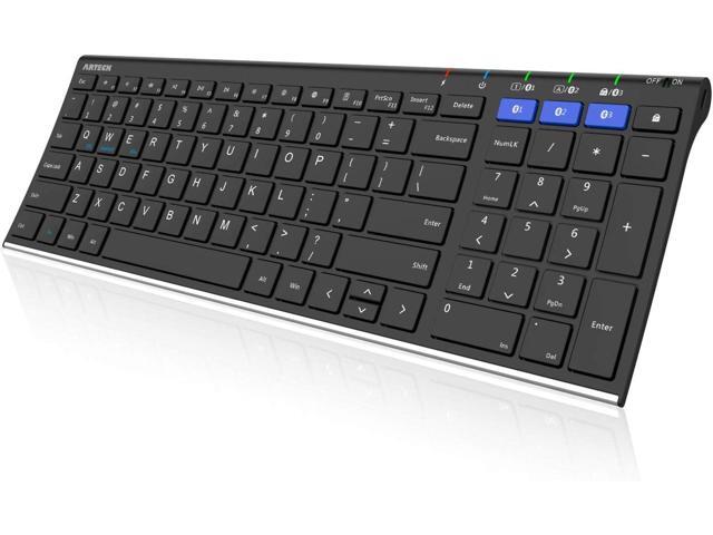 Arteck HB193 Universal Bluetooth Keyboard Multi-Device Stainless Steel Full Size Wireless Keyboard for Windows, iOS, Android, Computer Desktop...