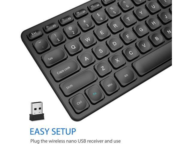 Arteck 2.4G Wireless Keyboard Ultra Slim Full Size Keyboard with Numeric Keypad and Media Hotkey for Computer/Desktop/PC/Laptop/Surface/Smart TV...