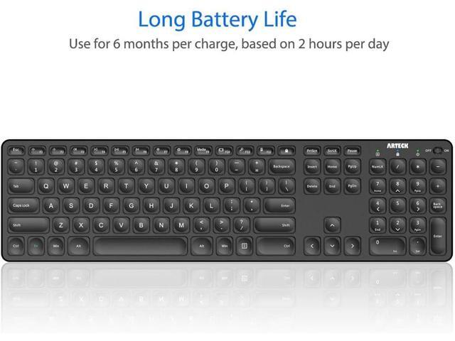 Arteck 2.4G Wireless Keyboard Ultra Slim Full Size Keyboard with Numeric Keypad and Media Hotkey for Computer/Desktop/PC/Laptop/Surface/Smart TV...