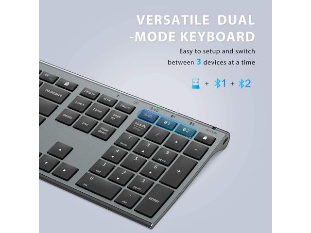 iClever DK03 Bluetooth Keyboard and Mouse, Rechargeable Dual-Mode (Bluetooth 4.2 + 2.4G) Wireless Keyboard and Mouse Combo, Ultra-Slim Multi-Device...