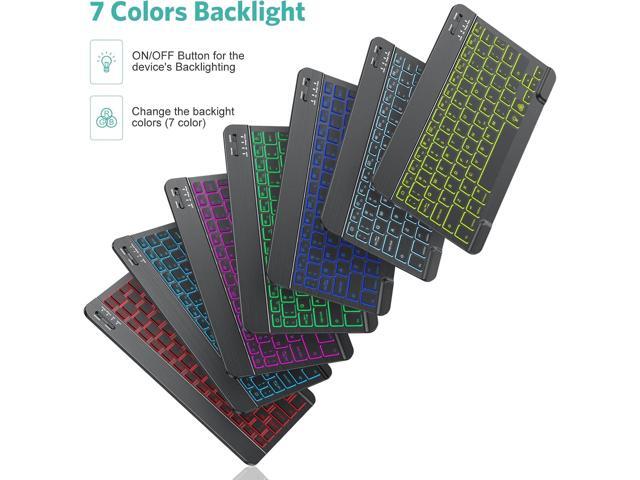 TECURS Bluetooth Keyboard and Mouse Combo for iPad - Rechargeable Wireless Keyboard & Mouse with 7-Color Backlit Compatible with iPad 10th/9th/8th...