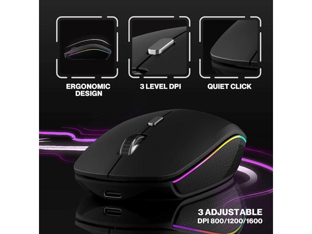 Wireless Keyboard Mouse Combo, Ultra Slim Backlit Wireless Keyboard and Mouse Set Multi-Device 2.4G USB Rechargeable Bluetooth Keyboard and Mouse...