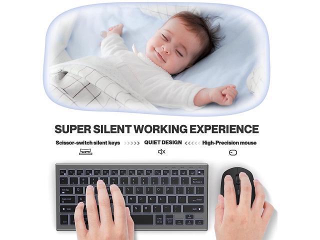 Wireless Keyboard Mouse Combo, Ultra Slim Backlit Wireless Keyboard and Mouse Set Multi-Device 2.4G USB Rechargeable Bluetooth Keyboard and Mouse...