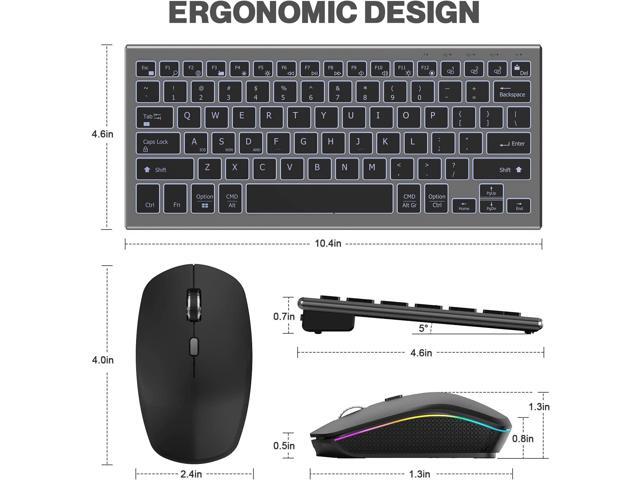 Wireless Keyboard Mouse Combo, Ultra Slim Backlit Wireless Keyboard and Mouse Set Multi-Device 2.4G USB Rechargeable Bluetooth Keyboard and Mouse...