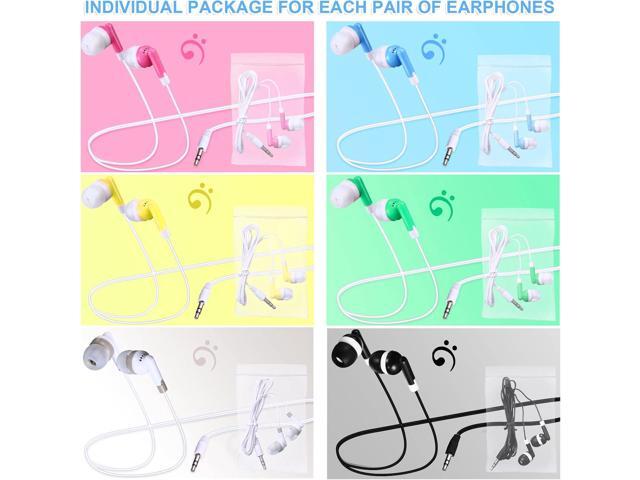 Konohan 60 Pack Earbuds Bulk Kids Headphones Earphones 6 Colors Ear Buds Bulk with Wire Individually Bagged for Students for Classroom School...