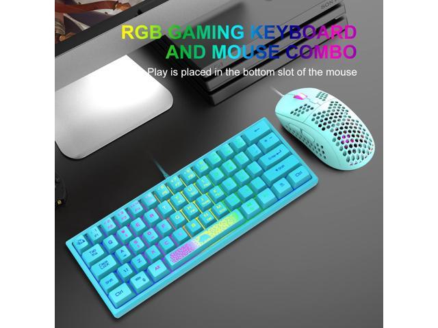 60% Gaming Keyboard and Mouse Combo Samll Mini RGB Backlight Mechanical Feeling and Honeycomb Optical Mouse, Mouse pad for Gamers and Typists