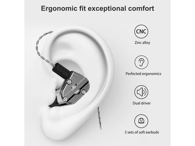 RevoNext In Ear Monitor Earbuds Wired HiFi Stereo Wired Headphones Noise Isolating QT5 Dual Driver Metal Shell In Ear Monitors Headphones for...