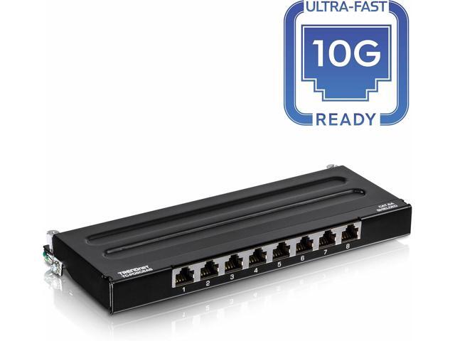TRENDnet 8-Port Cat6A Shielded Patch Panel, Wall Mount Ready, 10G Ready, Cat5e,Cat6,Cat6A Compatible, Metal Housing, Color-Coded Labeling for T568A...