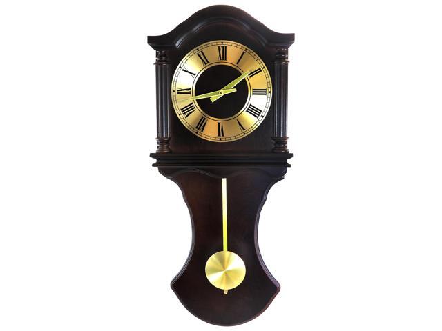 Clock Collection Mahogany Wood Wall Clock with Pendulum and Chimes