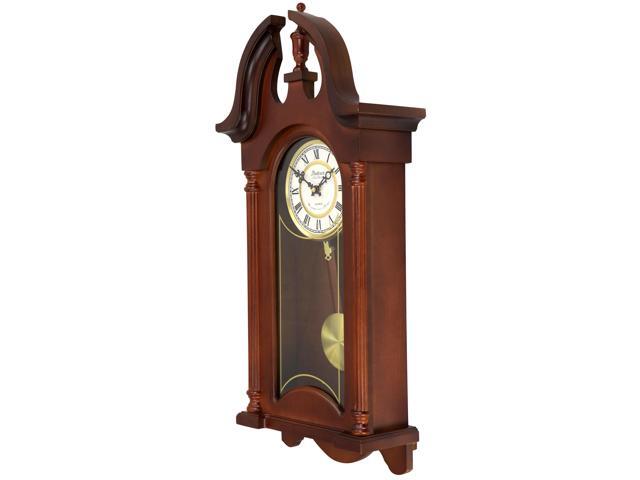 Bedford Clock Collection Redwood Tambour Mantel Clock with Chimes