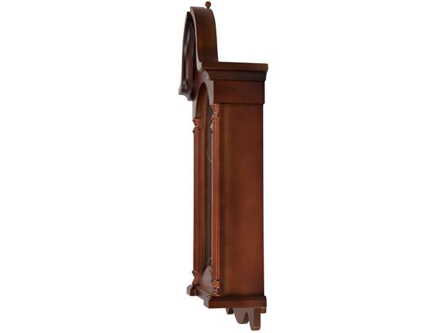 Bedford Clock Collection Redwood Tambour Mantel Clock with Chimes
