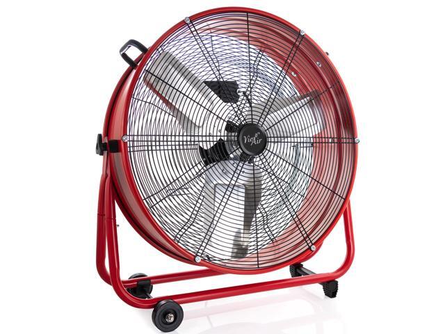 Vie Air 24 Inch Commercial Floor Drum Fan in Red