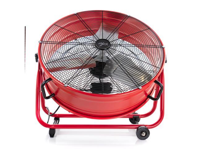 Vie Air 24 Inch Commercial Floor Drum Fan in Red