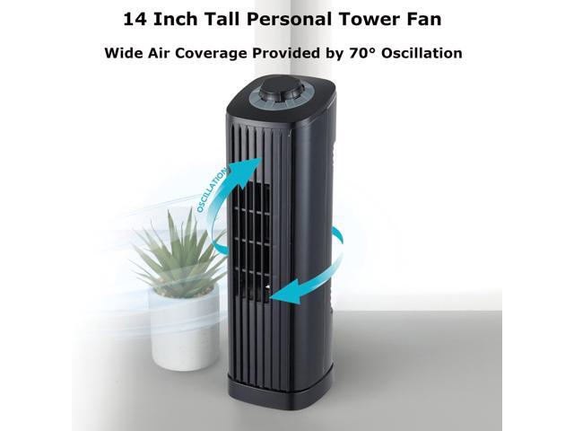 Optimus F-7348BK 14 Inch Portable Ultra-Slim Desktop Tower Fan in Black