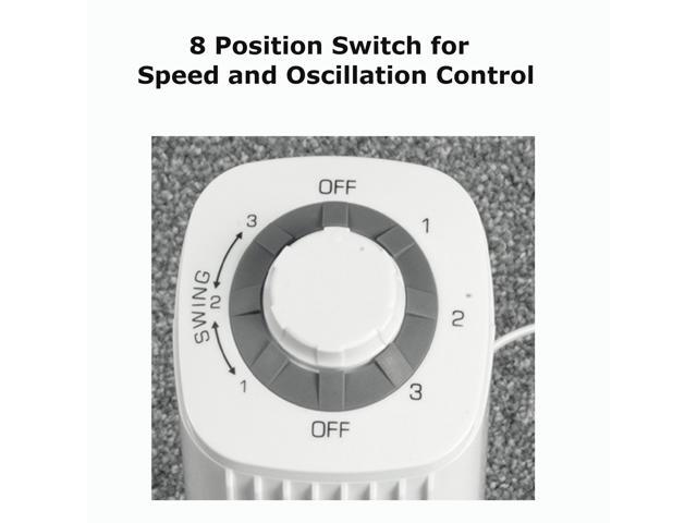 Optimus F-7348WH 14 Inch Portable Ultra-Slim Desktop Tower Fan in White