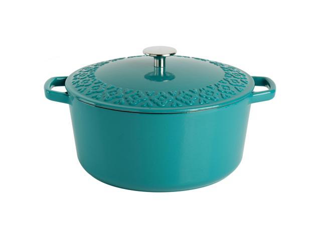 Spice By Tia Mowry Savory Saffron 6 Quart Enameled Cast Iron Dutch Oven with Lid in Teal photo