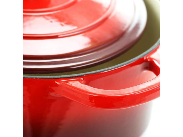 Crock-pot Artisan 3 Quart Enameled Cast Iron Casserole with Lid in Gradient Red