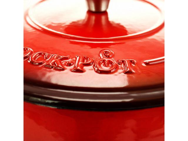 Crock-pot Artisan 3 Quart Enameled Cast Iron Casserole with Lid in Gradient Red