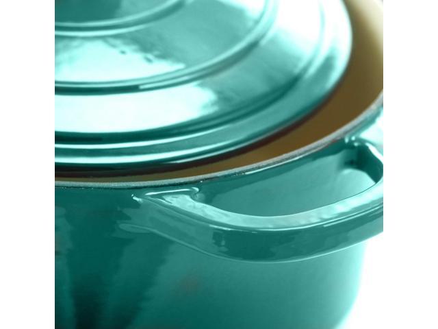 Crock-pot Artisan 3 Quart Enameled Cast Iron Casserole with Lid in Gradient Teal