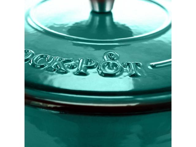 Crock-pot Artisan 3 Quart Enameled Cast Iron Casserole with Lid in Gradient Teal