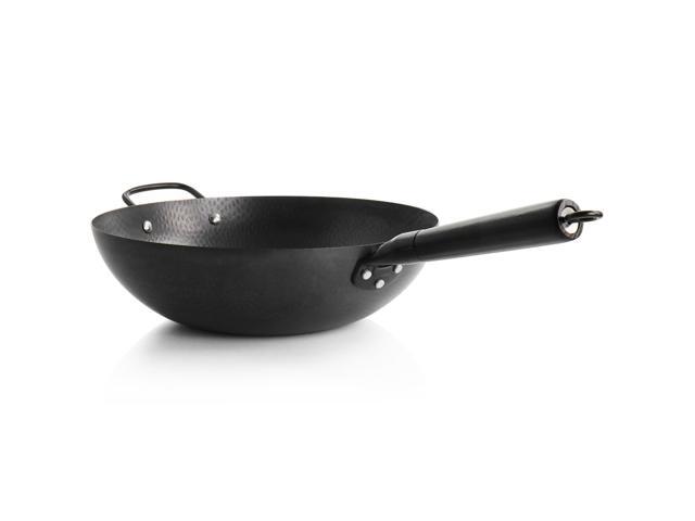 Gibson Home Hammered 13 Inch Heavy Gauge Carbon Steel Wok in Black
