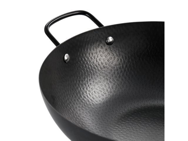 Gibson Home Hammered 13 Inch Heavy Gauge Carbon Steel Wok in Black