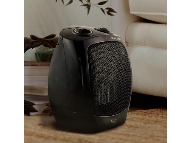 Vie Air 1500W Portable 2-Settings Office Black Ceramic Heater with Adjustable Thermostat