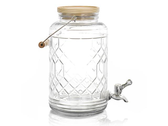 Gibson Home 0.95 Gallon Duval Glass Beverage Dispenser with Wooden Lid and Handle