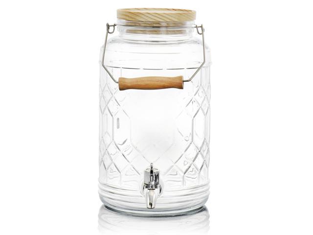 Gibson Home 0.95 Gallon Duval Glass Beverage Dispenser with Wooden Lid and Handle
