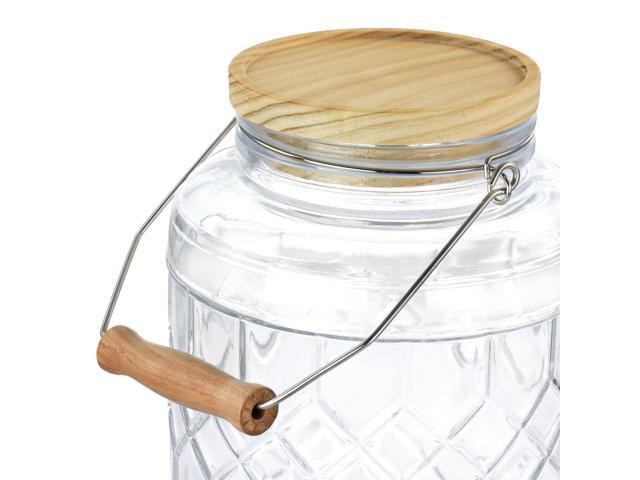 Gibson Home 0.95 Gallon Duval Glass Beverage Dispenser with Wooden Lid and Handle