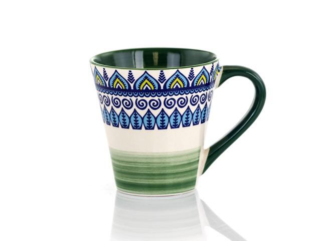 Elama Zen Green Mozaik 16 Piece Luxurious Stoneware Dinnerware with Complete Setting for 4, 16Piece