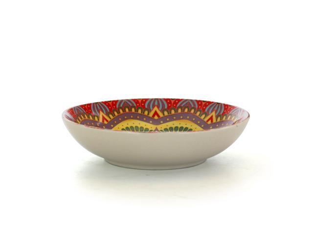Elama Zen Red Mozaik 16 Piece Luxurious Stoneware Dinnerware with Complete Setting for 4, 16Piece