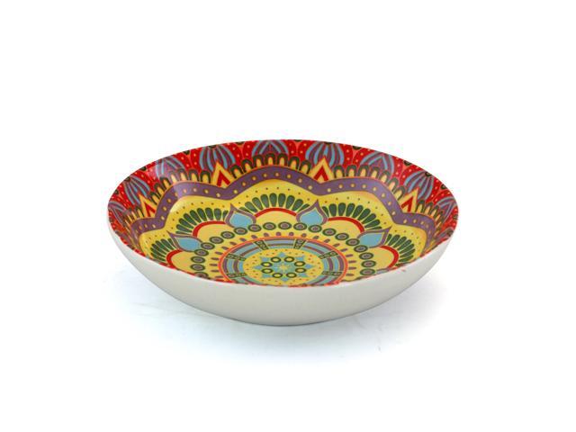 Elama Zen Red Mozaik 16 Piece Luxurious Stoneware Dinnerware with Complete Setting for 4, 16Piece
