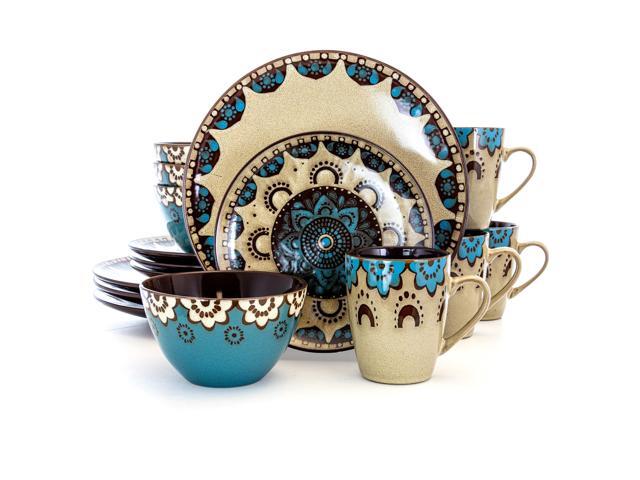 Elama Clay Heart 16 Piece Luxurious Stoneware Dinnerware with Complete Setting for 4, 16Piece