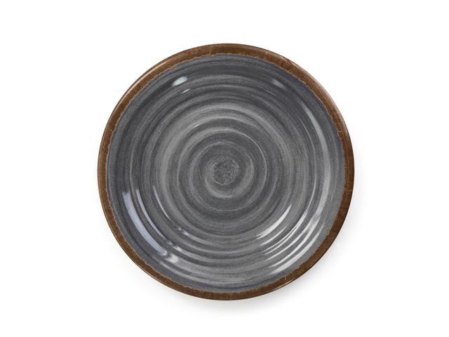 Elama Stone Oak 12 Piece Lightweight Melamine Dinnerware Set in Black