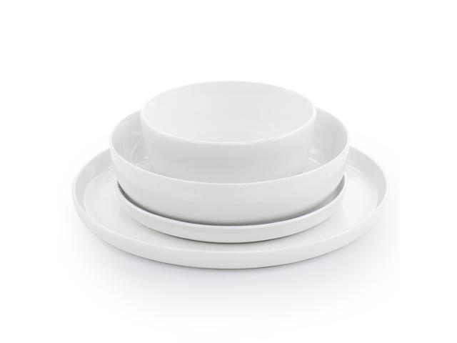 Gibson Home White Deco 16 Piece Fine Ceramic Dinnerware Set in White