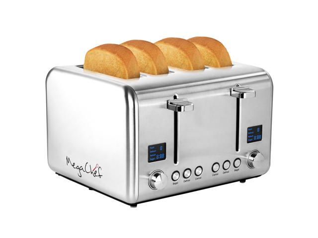 MegaChef 4 Slice Toaster in Stainless Steel Silver