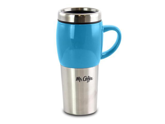 Mr. Coffee Traverse 3 Piece 16 Ounce Stainless Steel and Ceramic Travel Mug and Lid in Red, Blue and Green
