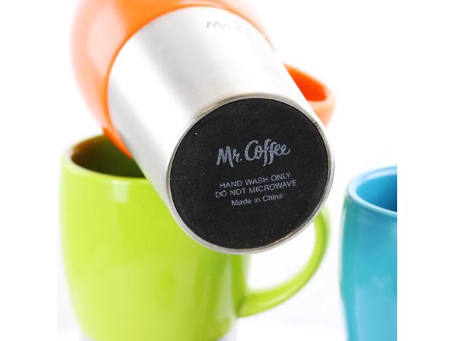 Mr. Coffee Traverse 3 Piece 16 Ounce Stainless Steel and Ceramic Travel Mug and Lid in Red, Blue and Green