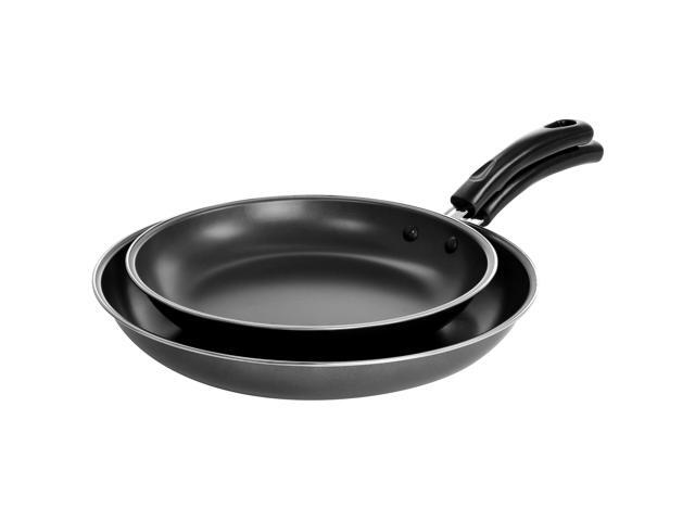 Gibson Everyday Highberry 2 Piece 12in and 10in Frying Pan Set in Metallic Grey