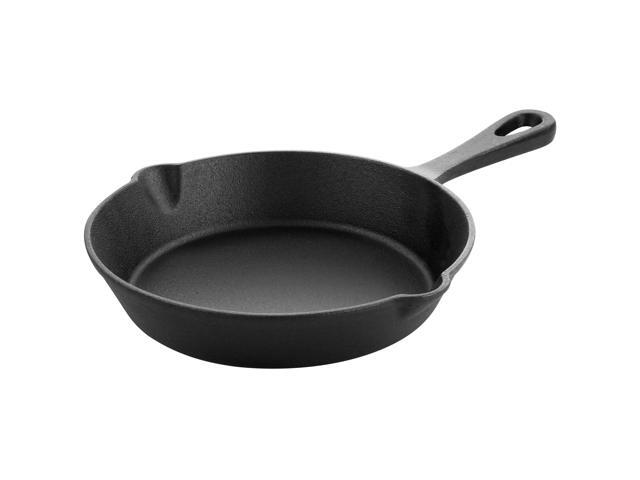 MegaChef 8 Inch Round Preseasoned Cast Iron Frying Pan in Black