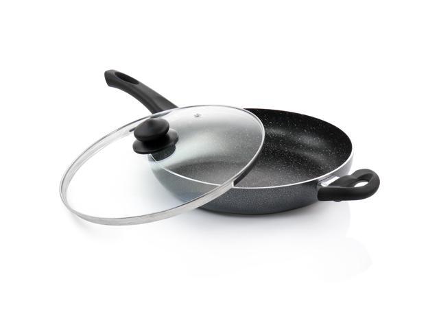 Oster Pallermo 3.5 Quart Aluminum Nonstick Saute Pan in Charcoal with Lid