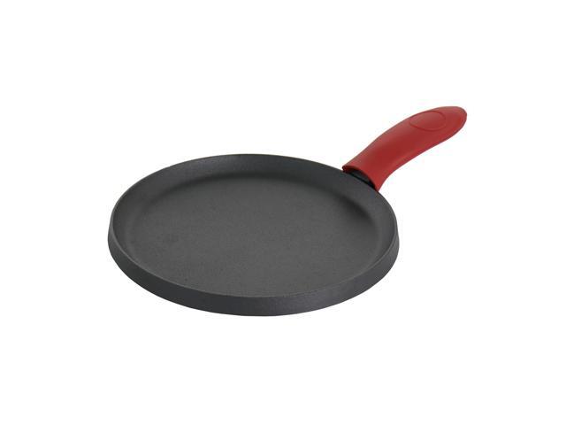 MegaChef Pre-Seasoned Cast Iron 6 Piece Set with Red Silicone Holders