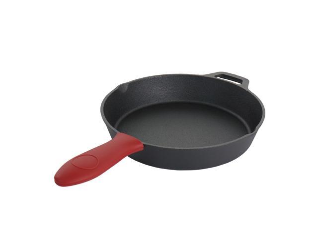 MegaChef Pre-Seasoned Cast Iron 6 Piece Set with Red Silicone Holders