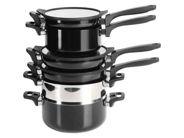 Kenmore Elite Grayson 9 Piece Nonstick Aluminum Stackable Cookware Set in Black photo