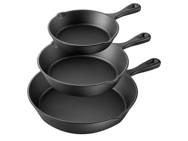 MegaChef Pre-Seasoned 3 Piece Cast Iron Skillet Set